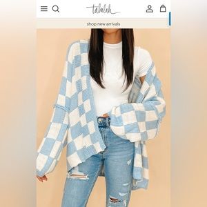 Checkered Print Oversized Cardigan